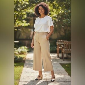 J. Crew Womens Tan Tall Remy wide-leg cropped pant